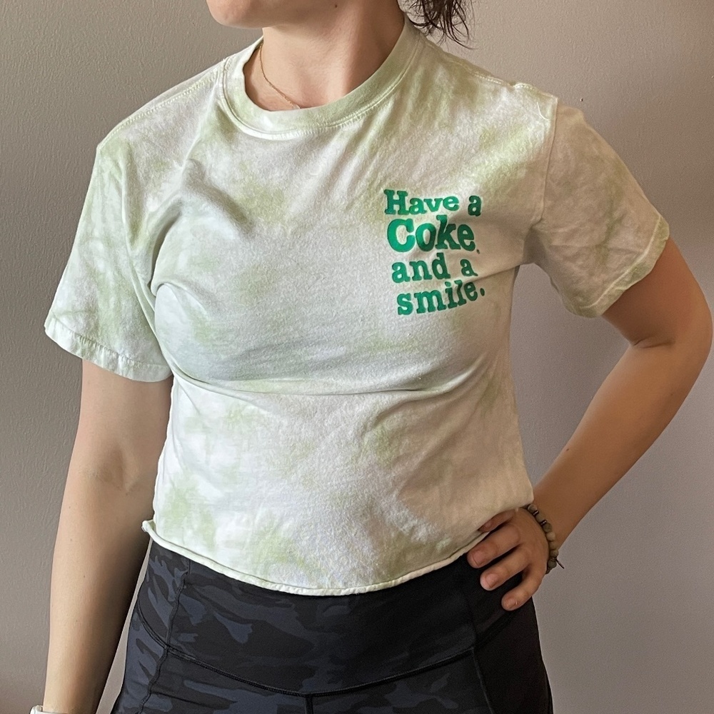 Tie Dye Coca-Cola Crop Graphic Tee-XS